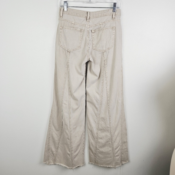 Flying Monkey Cream Wide Leg Flared Low Rise Pants - Picture 2 of 8